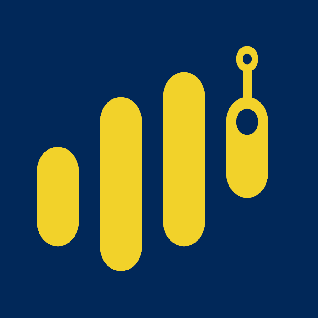 Logibee yellow mark on a navy square